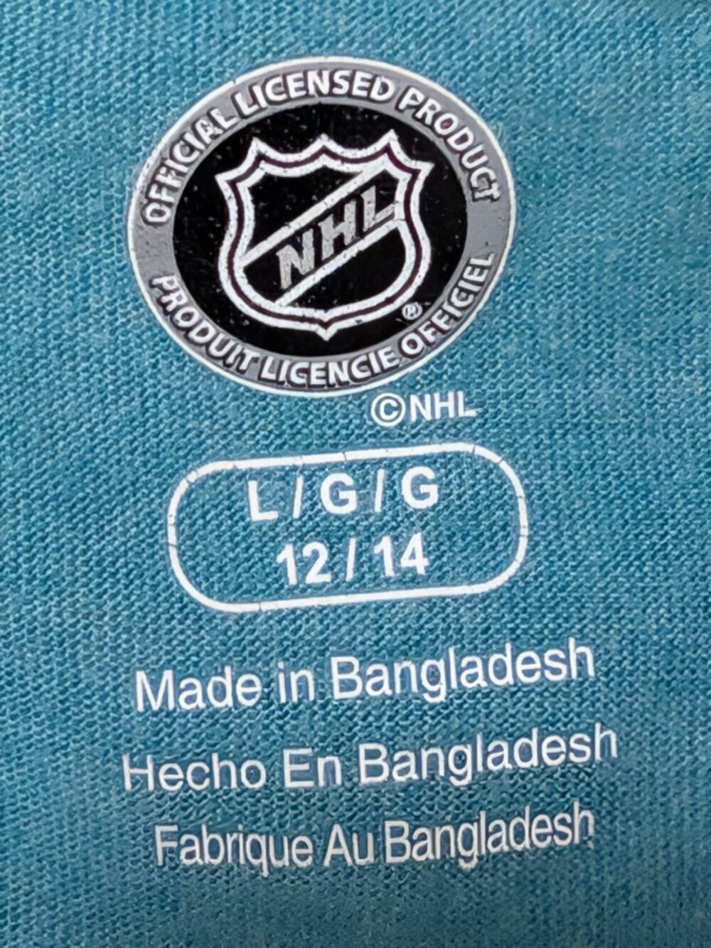 Fanatics Brand Teal San Jose Sharks V-Neck T-Shirt | Size Large (12/14) - Picture 3 of 5